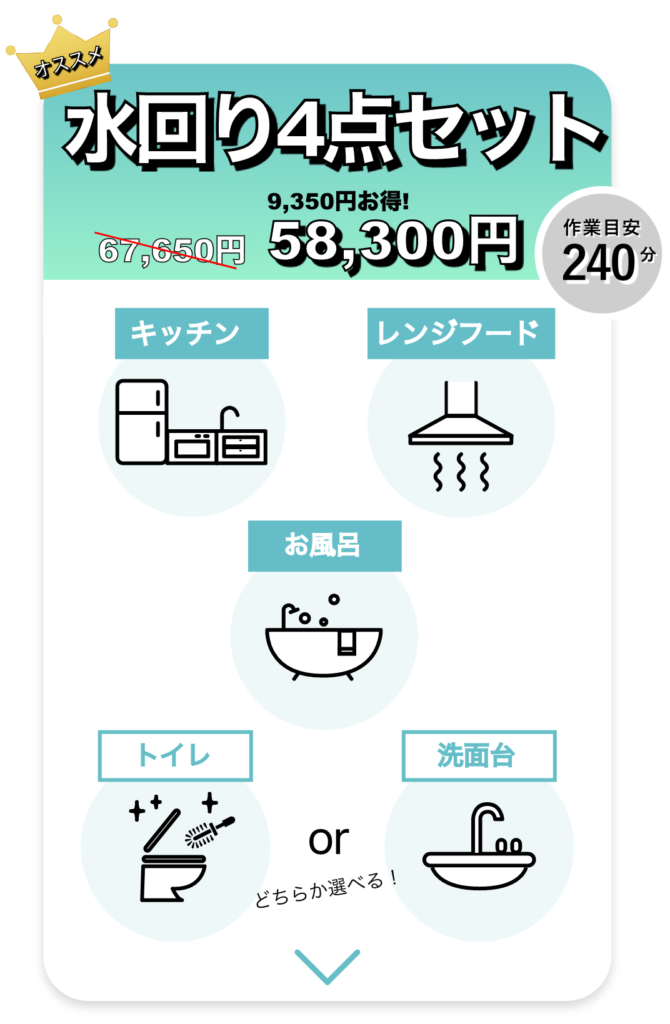 水回り4点セットメニュー（mobile表示）